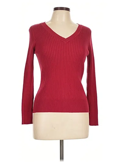 Pre-owned Merona Long Sleeve Top Burgundy V-neck Tops