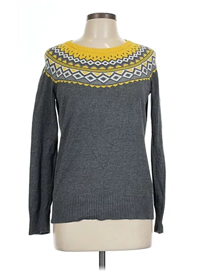 Pre-owned Merona Long Sleeve Top Gray Crew Neck Tops