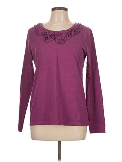 Pre-owned Merona Long Sleeve Top Purple Keyhole Neckline Tops
