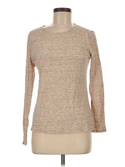 Pre-owned Merona Long Sleeve Top Tan Crew Neck Tops