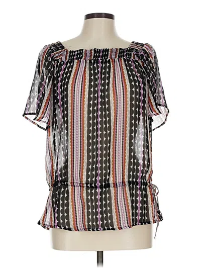 Pre-owned Merona Short Sleeve Blouse In Black