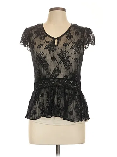Pre-owned Merona Short Sleeve Blouse In Black