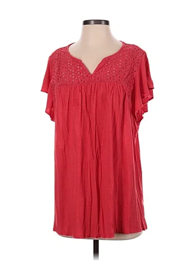 Pre-owned Merona Short Sleeve Blouse In Red