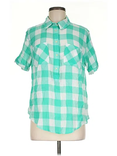 Pre-owned Merona Short Sleeve Button Down Shirt In Green