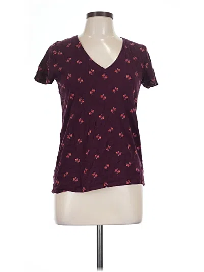Pre-owned Merona Short Sleeve Top Burgundy V-neck Tops