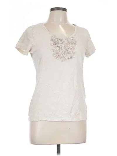 Pre-owned Merona Short Sleeve Top Ivory V-neck Tops