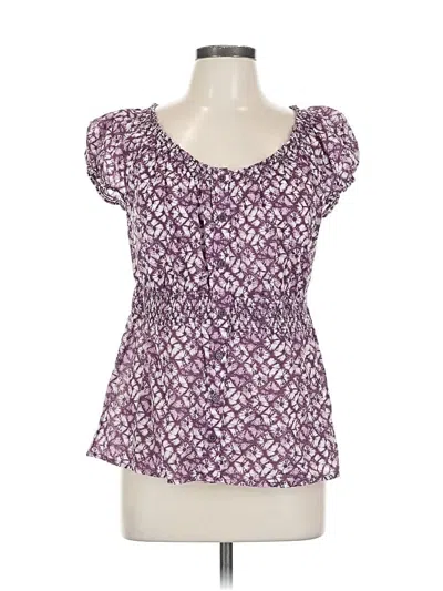 Pre-owned Merona Short Sleeve Top Purple Sweetheart Neckline Tops