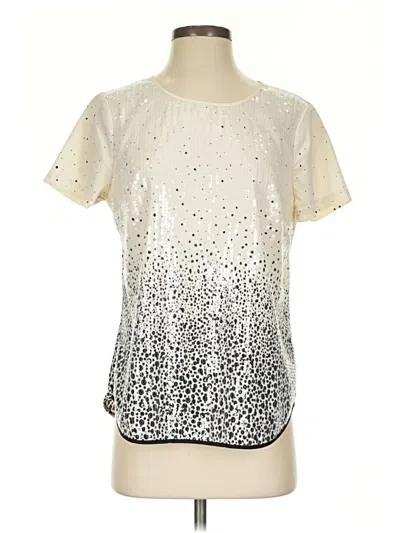 Pre-owned Merona Short Sleeve Top Silver Metallic Pattern Crew Neck Tops