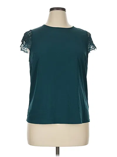 Pre-owned Merona Short Sleeve Top Teal Mock Neckline Tops