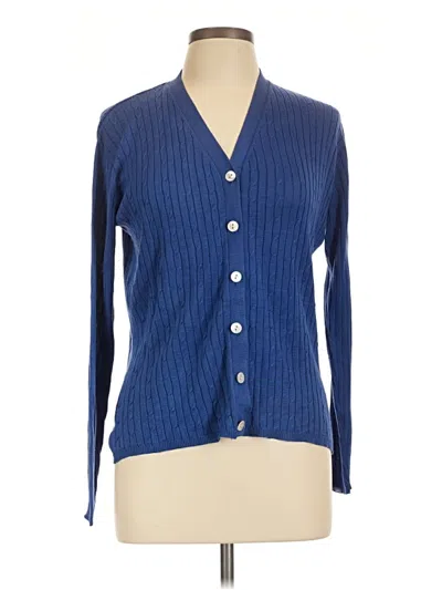 Pre-owned Merona Silk Cardigan Sweater In Blue