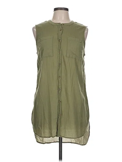 Pre-owned Merona Sleeveless Button Down Shirt In Green