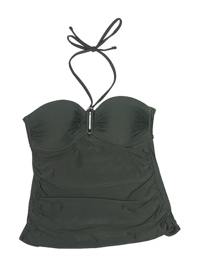 Pre-owned Merona Swimsuit Top Green Solid Pattern Swimwear