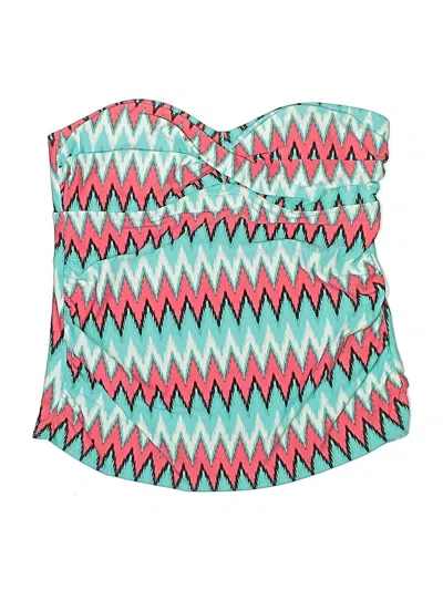 Pre-owned Merona Swimsuit Top Teal Chevron/herringbone Pattern Swimwear