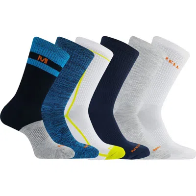 Merrell Assorted 6-pack Recycled Polyester Hiking Crew Socks In Multi
