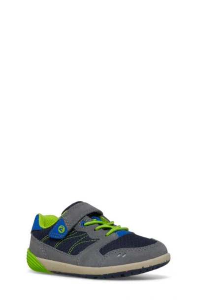 Merrell Kids' Bare Steps A83 Trainer In Navy/ Green