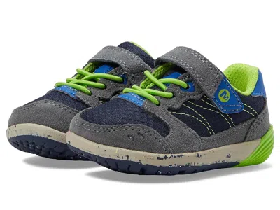 Merrell Bare Steps A83 (toddler) Kid's Shoes Navy/green : 8 Toddler W, Leather/textile In Multi