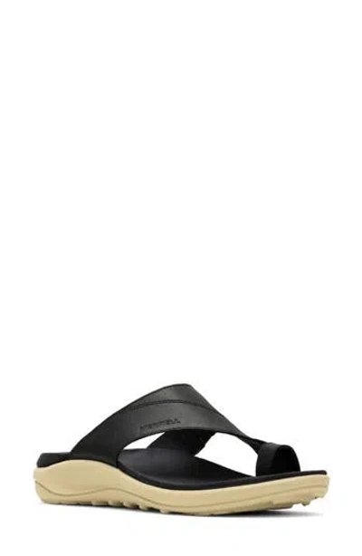 Merrell District 4 Luxe Post Leather Slide Sandal In Black