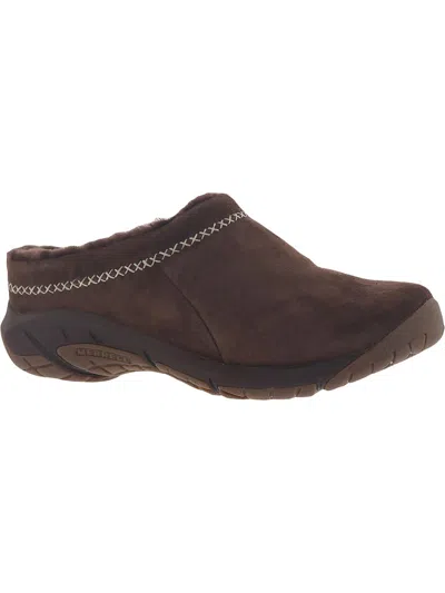 Merrell Encore Ice Womens Suede Faux Fur Clogs In Brown