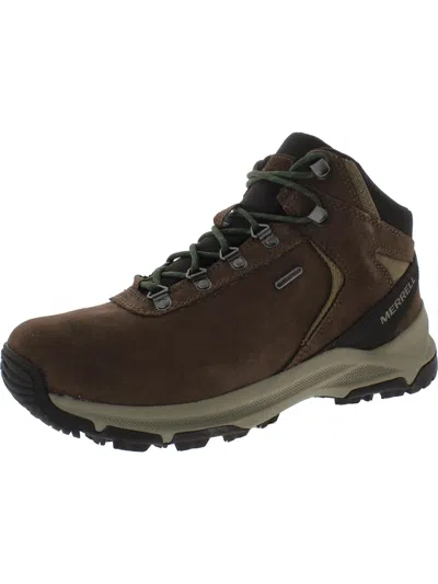 Merrell Erie Mid Wp Mens Suede Lugged Sole Hiking Boots In Brown