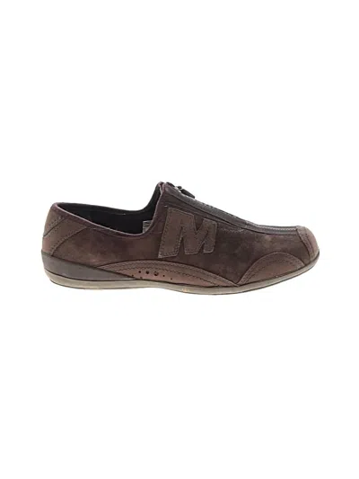 Pre-owned Merrell Flats In Brown
