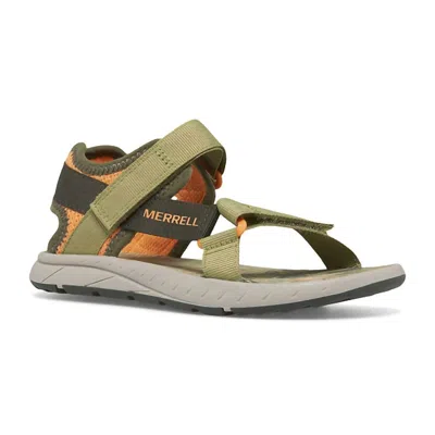 Merrell Kid's Kahuna Web Sandal In Olive/orange In Green