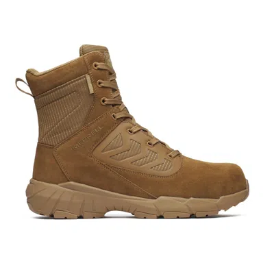 Merrell Men's Fullbench 8" Tactical Zip Waterproof Carbon Fiber Boot Wide Width In Brown