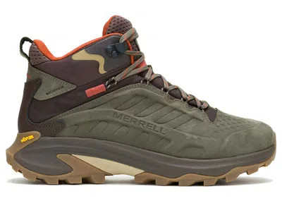 Pre-owned Merrell Men's  Moab Speed 2 Leather Mid Waterproof Sneakers In Olive