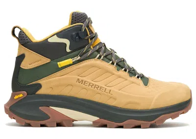 Pre-owned Merrell Men's  Moab Speed 2 Leather Mid Waterproof Sneakers In Tan In Brown