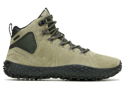 Pre-owned Merrell Men's  Wrapt Mid Waterproof Sneakers In Olive/black