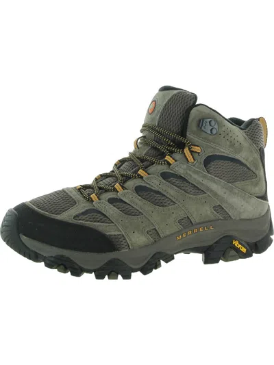 Merrell Moab 3 Mid Mens Suede Outdoor Hiking Boots In Black/coyo