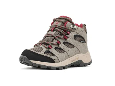 Merrell Moab 3 Mid Waterproof (little Kid/big Kid) Kid's Shoes Boulder/red 1: 4 Big Kid M In Gray
