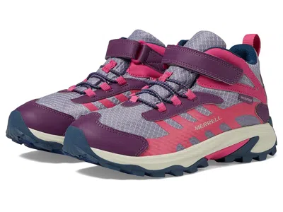 Merrell Moab Speed 2 Mid A/c Waterproof (little Kid/big Kid) Kids Shoes Berry/navy : 2 Little Kid M