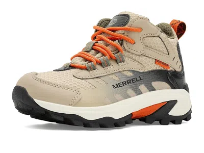 Merrell Moab Speed 2 Mid Waterproof (little Kids/big Kids) Kids Shoes Black/tan : 7 Big Kid M, Synthetic/tex In Multi