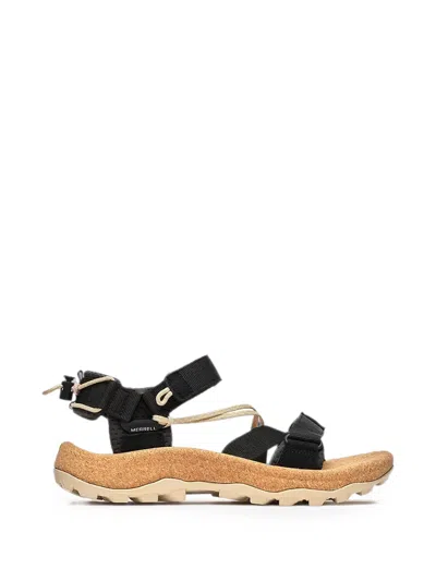 Merrell Touch-strap Cork-sole Sandals In Black