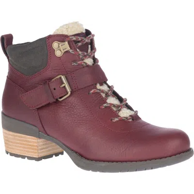 Merrell Women's  Shiloh Ii Lace Red Leather Waterproof Ankle Boots Jobb1779 In Brown