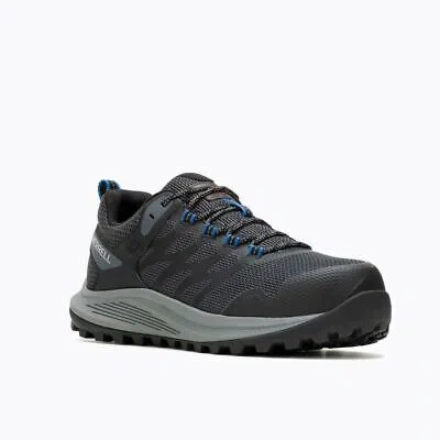 Pre-owned Merrell Work Men's Nova 3 Carbon Fiber Toe Work Shoe Black/blue - J005481