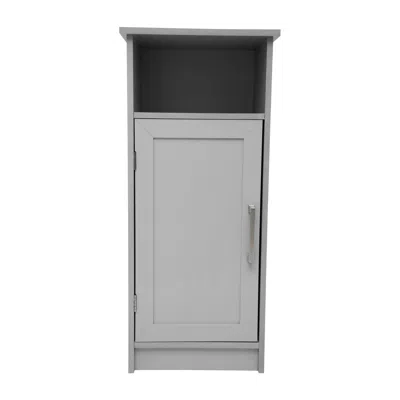 Merrick Lane Vigo Bathroom Storage Cabinet With Adjustable Cabinet Shelf, Upper Open Shelf, And Magnetic Closure In Gray