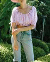 Merrit Charles Dahlia Top In Purple Floral In Multi