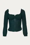 Merrit Charles Dakota Top In Emerald In Gold