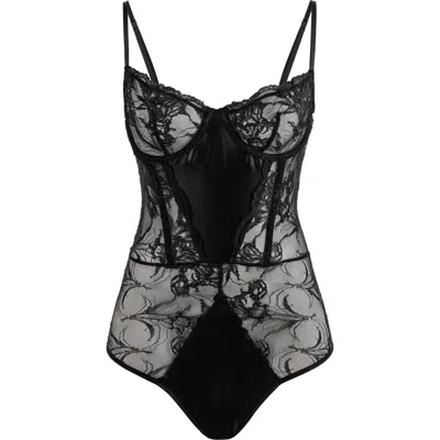 Mers Silk Calista Bodysuit In Black