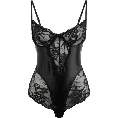 Mers Silk Eclipse Bodysuit In Black