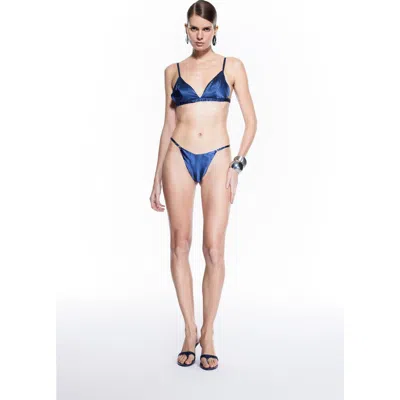 Mers Silk Silky Bra Set In Blue