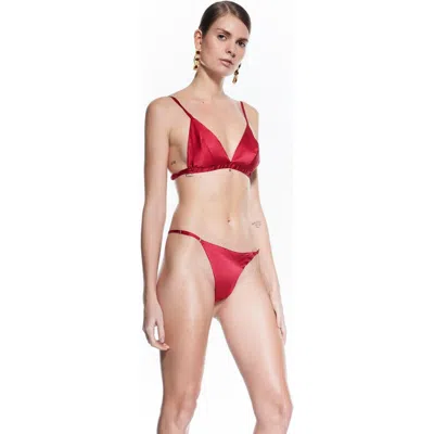 Mers Silk Silky Bra Set In Red