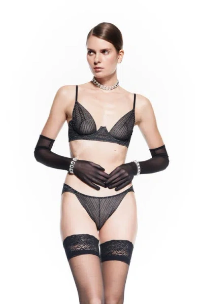 Mers Silk Silvery Bra In Black