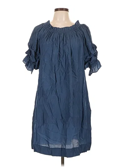 Pre-owned Mersea 3/4 Sleeve Top Blue Cold Shoulder Neckline Tops