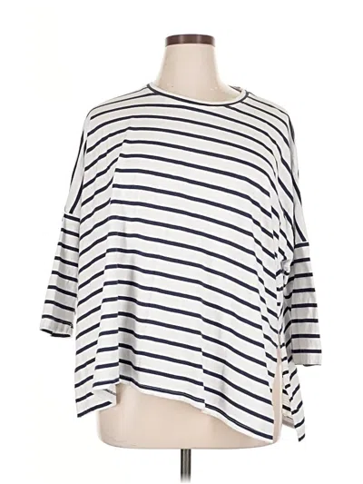 Pre-owned Mersea 3/4 Sleeve Top White Stripes Pattern Boatneck Tops