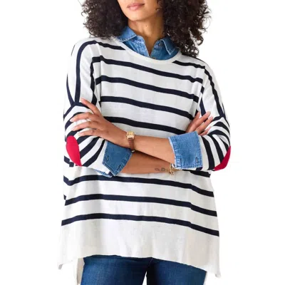 Mersea Amour Sweater With Heart Patch Top In Navy In White