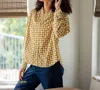 Mersea Aphrodite Button Up Shirt In Golden Geo In Multi