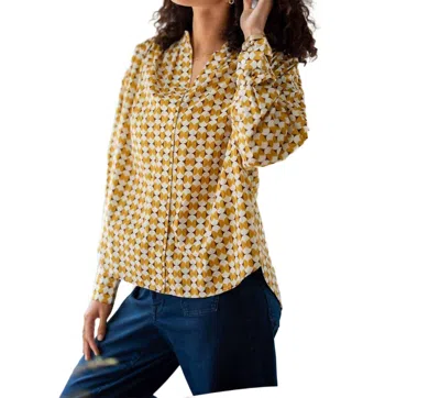 Mersea Aphrodite Button Up Shirt In Golden Geo In Multi