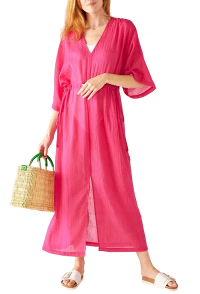 Mersea Breezy Kaftan Dress In Magenta In Multi